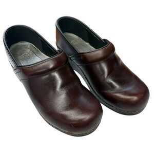 Dansko Brown Red Leather Professional Mule Clogs Comfort Nursing Work Shoes 39